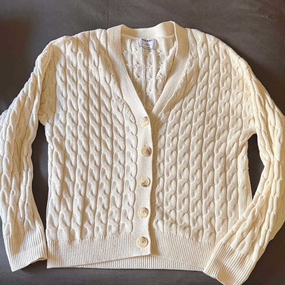 Old Navy Cream Cable Knit Cardigan